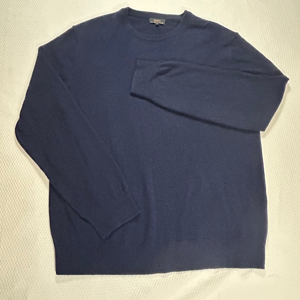 Quince 100% Mongolian Cashmere Crewneck Sweater True Navy Blue Womens XL